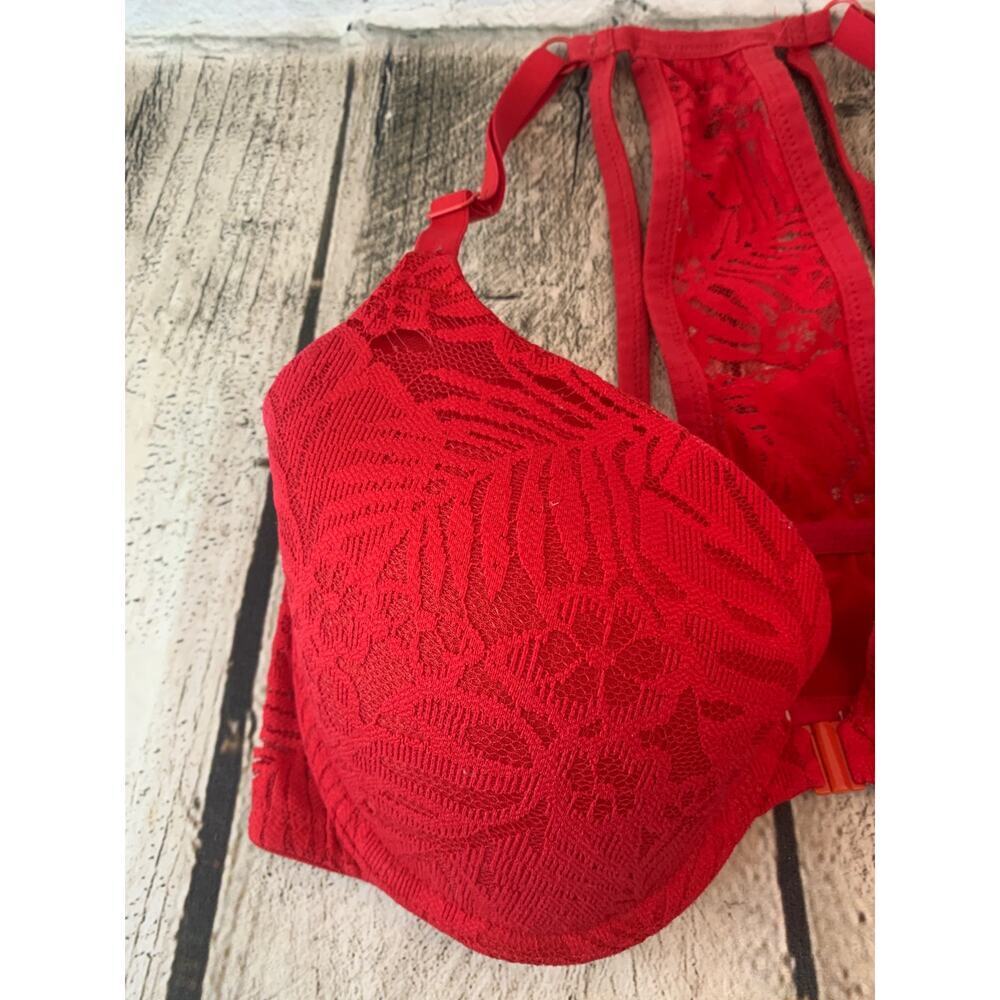 PINK BY VS Women's Red Lace Lightly Lined Underwire Bra / Size: 32DD - Picture 4 of 11